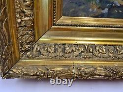 Table/frame In Golden Wood With Painting On Panel