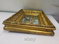 Table/frame In Golden Wood With Painting On Panel