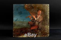 Tableau Ancien 18 Th Portrait Of A Musician Man With Rembrandt Flute Grimou
