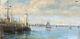 Tableau Ancien Marine Port Bateau Impressionist Signed Roux