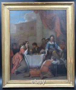 Tableau Ancienne Xviiième École Du Nord School Flamande Banquet Scene Gerard Dou