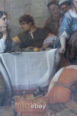 Tableau Ancienne Xviiième École Du Nord School Flamande Banquet Scene Gerard Dou