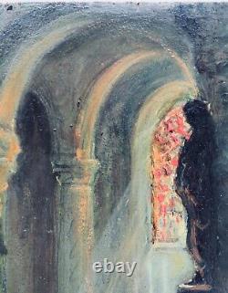 Tableau Beginning 20th century. Paul-Henry Lafon, Quiberon, Morbihan, Breton Woman in Prayer