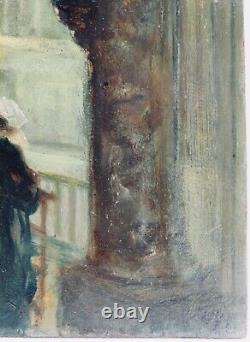 Tableau Beginning 20th century. Paul-Henry Lafon, Quiberon, Morbihan, Breton Woman in Prayer