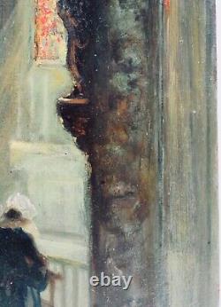 Tableau Beginning 20th century. Paul-Henry Lafon, Quiberon, Morbihan, Breton Woman in Prayer