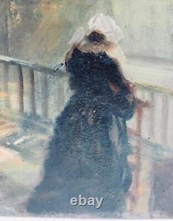 Tableau Beginning 20th century. Paul-Henry Lafon, Quiberon, Morbihan, Breton Woman in Prayer