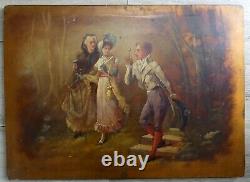 Tableau: Elegant Gallant Scene, The Meeting in the Style of Fragonard and Watteau