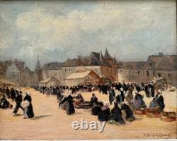 Tableau Fernand Le Gout-Gérard (1856-1924) Market Scene in Brittany