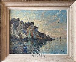 Tableau HSP Martigues Marine animated sailboats signed J. Ropion from 1931