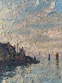 Tableau HSP Martigues Marine animated sailboats signed J. Ropion from 1931