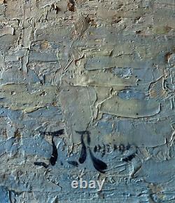 Tableau HSP Martigues Marine animated sailboats signed J. Ropion from 1931