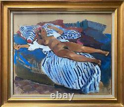 Tableau HSP Nude on the Couch 1973 by B. Zeller (1930/2009) Orientalist