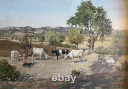 Tableau HSP Orientalist Pastoral signed Eugénie Clarac (1886/1960) Algeria