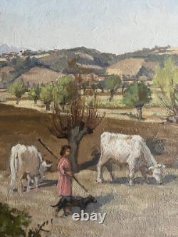 Tableau HSP Orientalist Pastoral signed Eugénie Clarac (1886/1960) Algeria