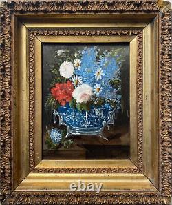 Tableau HSP Still Life with Wildflowers XIXth Century signed Bournay + frame
