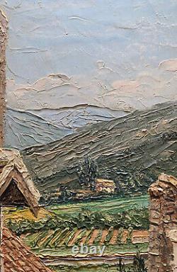 Tableau HSP View of Mirmande Drôme, Village and Vineyard signed by Raymond Rigal