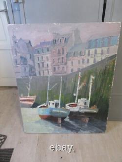 Tableau Le Treport Oil on Wood 1950