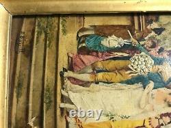 Tableau Marbled Oil On Wood The Wedding Signed G H Bouilh In Ident Late 19th