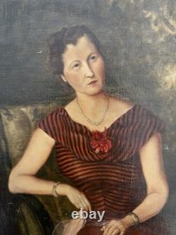 Tableau & Oil Painting on Canvas Portrait of a Woman in a Red Dress