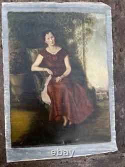 Tableau & Oil Painting on Canvas Portrait of a Woman in a Red Dress