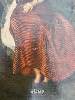 Tableau & Oil Painting on Canvas Portrait of a Woman in a Red Dress