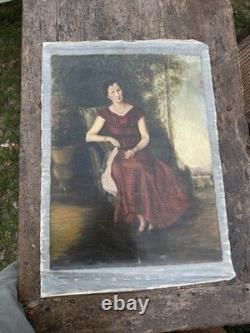 Tableau & Oil Painting on Canvas Portrait of a Woman in a Red Dress