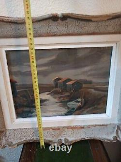 Tableau. Oil on Wood. Marine. Arceau Channel. Isle of Oléron. Signed