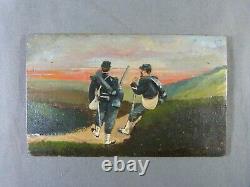 Tableau Soldiers of the 1870 War oil painting on wood panel