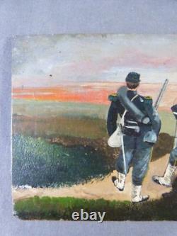 Tableau Soldiers of the 1870 War oil painting on wood panel