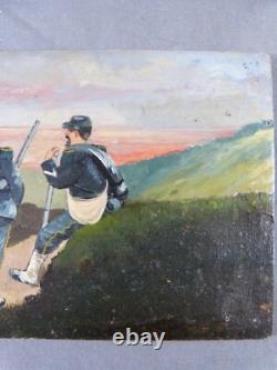 Tableau Soldiers of the 1870 War oil painting on wood panel
