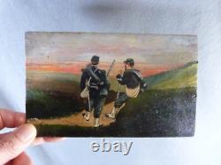 Tableau Soldiers of the 1870 War oil painting on wood panel