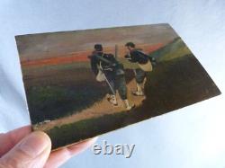 Tableau Soldiers of the 1870 War oil painting on wood panel