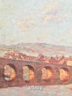 Tableau early 20th century by Jean Charles Chabellard view of Charleville-Mézières Arches