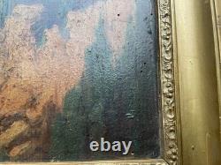 Tableau of the 3 Jumpers of the River Oil on Wood from the 19th Century