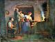 "tableau Of The Wood-fired Oven Genre Scene Family Signed Bernardo Biancale Realism"