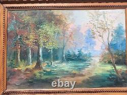 Tableau signed BELLONE. Forest Landscape. Oil painting on canvas.