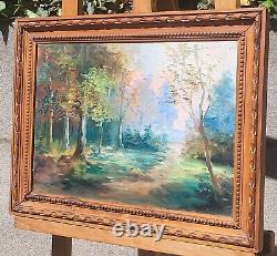 Tableau signed BELLONE. Forest Landscape. Oil painting on canvas.
