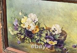 Tableau signed C S Bouquet de Fleurs. Oil painting on wooden panel.