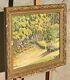Tableau Signed FranÇois Surget View Of Garden Oil Painting On Isorel Panel