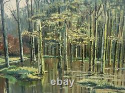 Tableau signed Landscape Woodland Oil Painting on Canvas