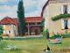 Tableau Signed RenÉ Besset Animated Landscape Oil Painting On Wood Panel