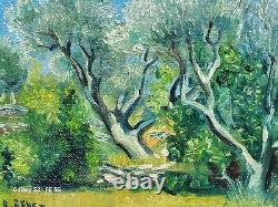 Tableau signed RENE BESSET. Forest Landscape. Oil painting on canvas.
