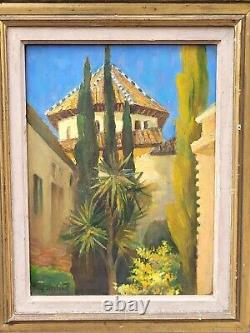 Tableau signed SACHO. Master's House. Oil painting on wood panel.