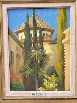Tableau signed SACHO. Master's House. Oil painting on wood panel.
