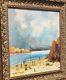 Tableau Signed By Christophe Rielland: Animated Beaches, Oil Painting On Wood Panel