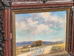 Tableau signed by Edmond Barbarroux 1912 Landscape Oil Painting on Wood Panel