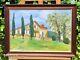 Tableau Signed By M. Bellot. Landscape House. Oil Painting On Wooden Panel.