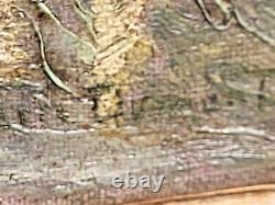 Tableau signed by Pierre Clément: Landscape in the Woods by the Lake. Oil painting on canvas.