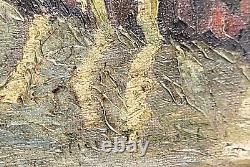 Tableau signed by Pierre Clément: Landscape in the Woods by the Lake. Oil painting on canvas.