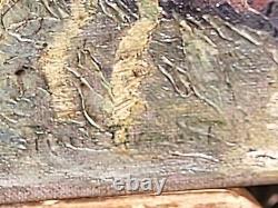 Tableau signed by Pierre Clément: Landscape in the Woods by the Lake. Oil painting on canvas.